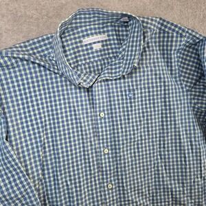 Southern Tide Mens Medium Classic Fit Gingham Check Button Down Shirt Blue Green